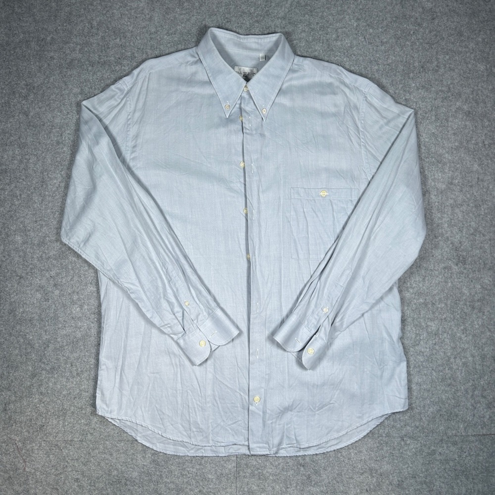 Pal Zileri Button Down Shirt Mens 18/45 XL/XXL Blue Herringbone italy made
